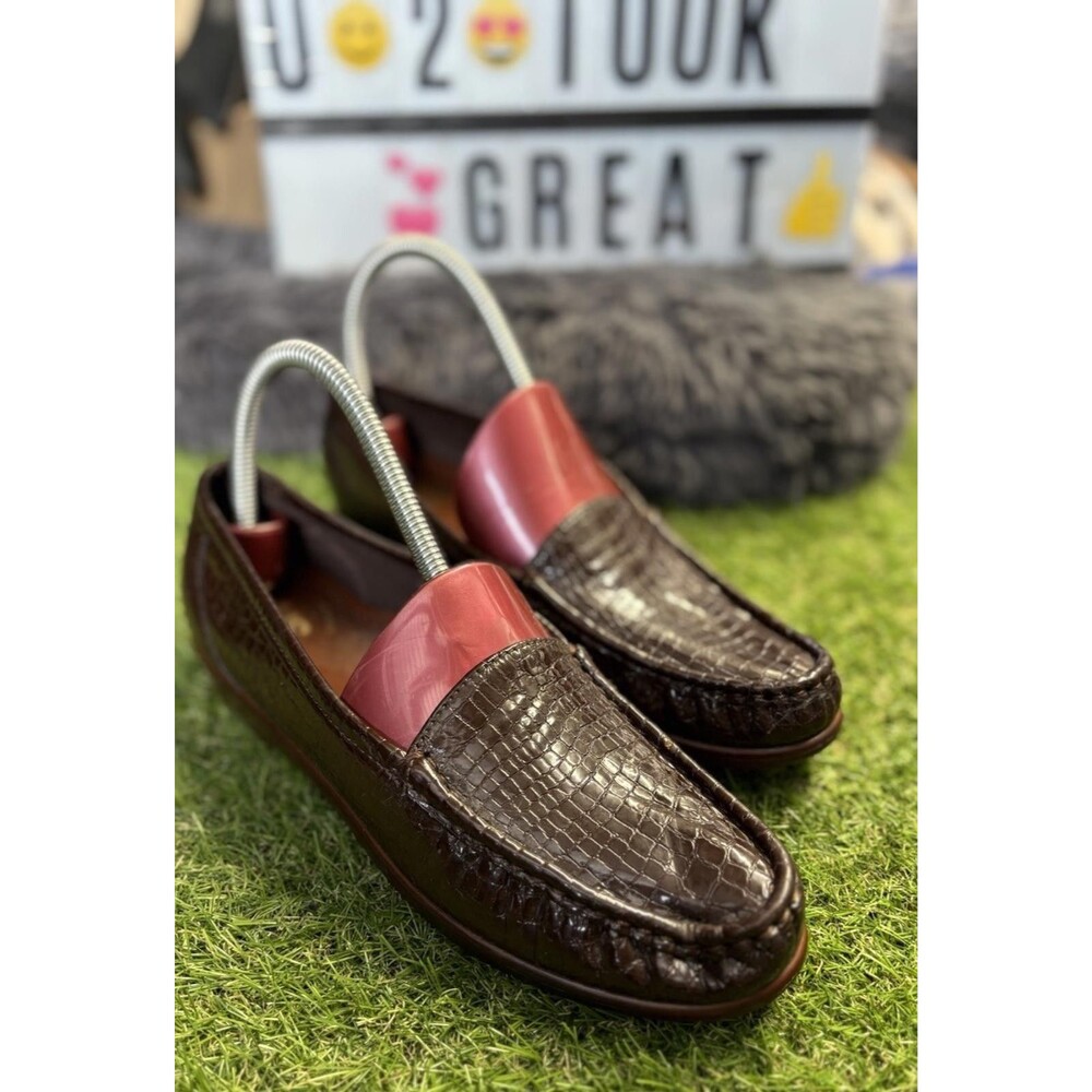 SAS Shoes Women 8 S LEATHER Simplify Alligator CROC Loafer Brown Flaw